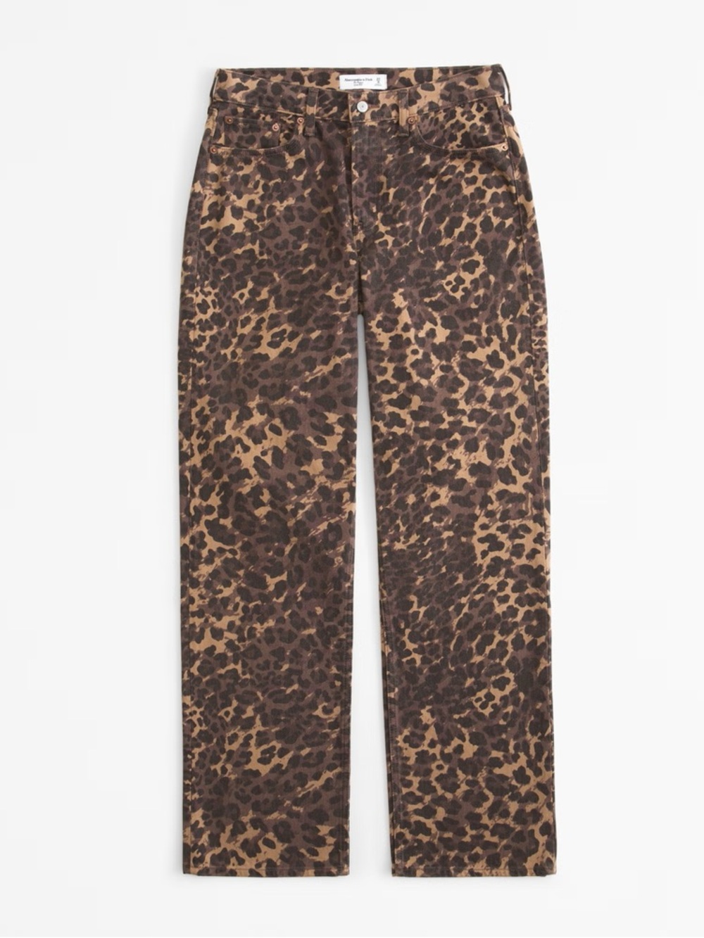 Abercrombie & Fitch Baggy Leopard Print Jeans - Brown & Black - Picture 1 of 7